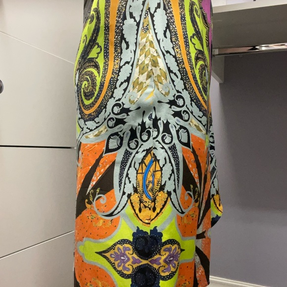 Etro Vibrant Multicolor Patterned Silk Skirt size 42 - Picture 6 of 10